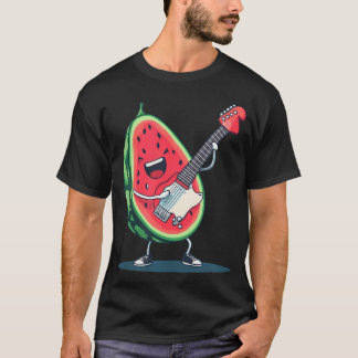 Camiseta Lindo Traje de Melão de Roca com Guitarra Elétrica