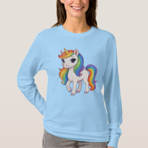 Camiseta Lindo unicórnio colorido do arco-íris