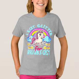 Camiseta Lindo Unicórnio Eu Como Brilho no Café da Manhã Ca