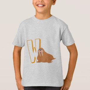 Camiseta Lindo W para Morsa - Alfabeto ABCD Inglês para Cri