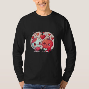 Camiseta Lindos adoráveis únicos Feliz Dia dos Namorados co