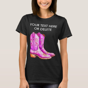 Camiseta Lindos Botas Rodeio Ocidental Rosa Caubói Vida Na 