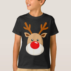 Camiseta Lindos Chifres de Natal Rena Rudolph Nariz Vermelh