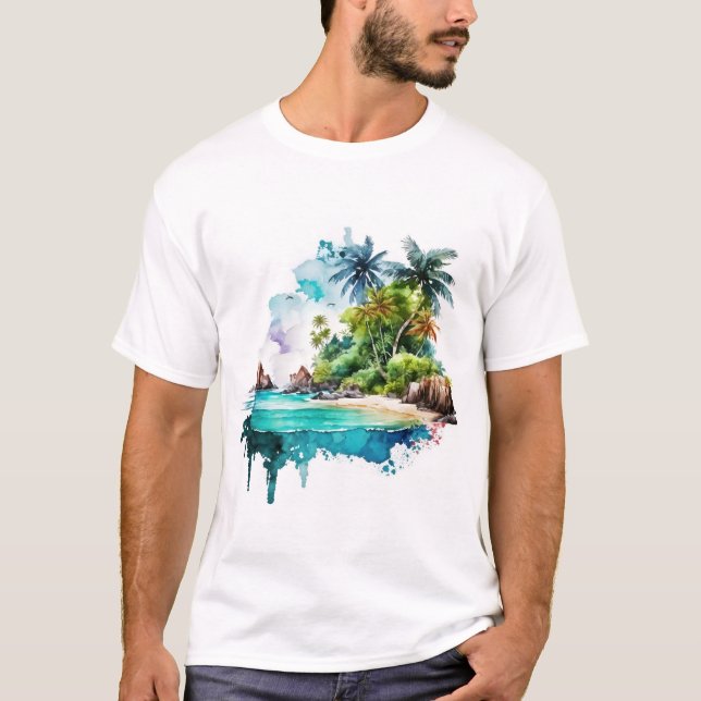 Camiseta Lindos Conchas de Areia do Oceano de Praia (Frente)