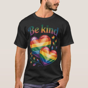 Camiseta Lindos Corações de Chuva de Arco-Íris do Orgulho G