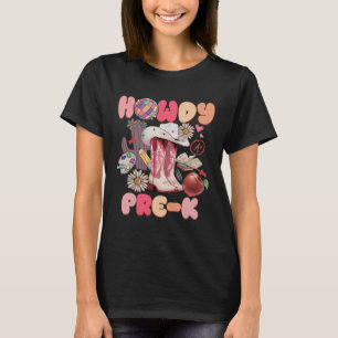 Camiseta Lindos Howdy Pré-k Cowboy Cowgirl Botas de Volta à