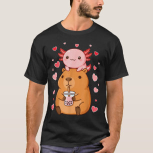 Camiseta Lindos Kawaii Axolote Capivara Chá com Bolhas Meni