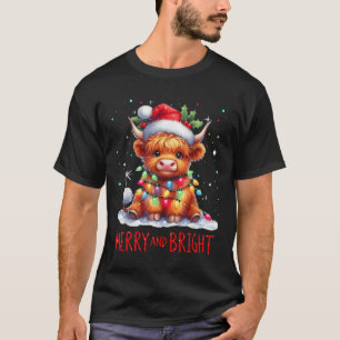 Camiseta Lindos Luzes de Natal de Bebê Vaca das Terras Alta