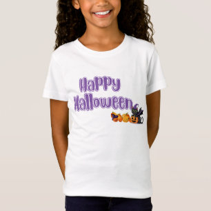 Camiseta Lindos Miúdos Feliz Halloween Gato Preto 