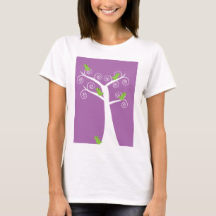 Camiseta Lindos Pássaros Verde Lima Caprichosos Giram Árvor