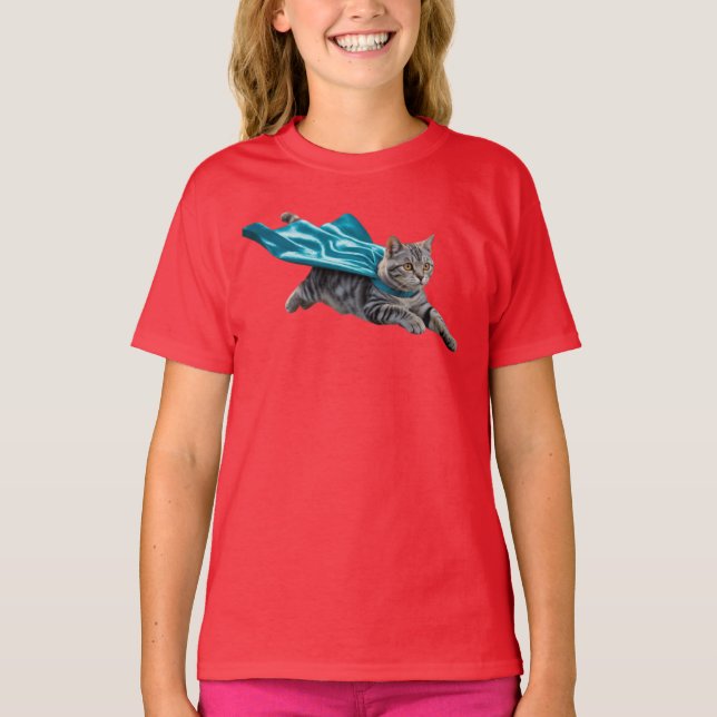 Camiseta Lindos Tabby Super-heróis Infantil (Frente)