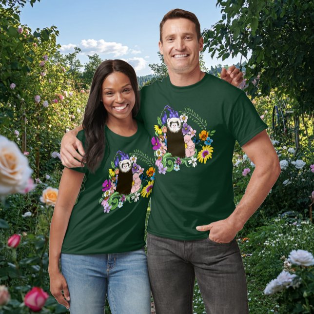 Camiseta Lindos Wildflowers de Furão Sable Verde Floresta (Criador carregado)