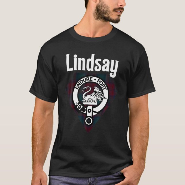 Camiseta Lindsay Clan Scottish Name Casaco De Arms Tartan (Frente)