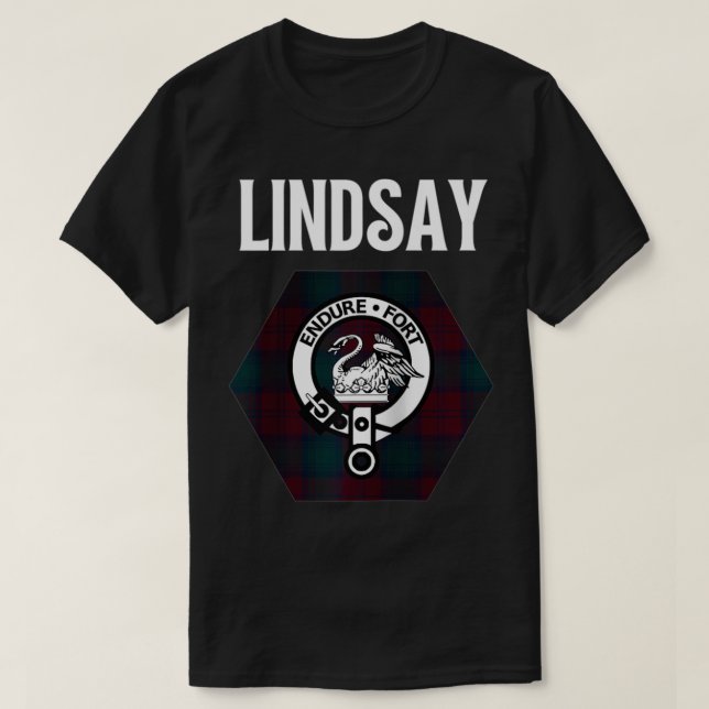 Camiseta Lindsay Clan Scottish Name Casaco De Arms Tartan  (Frente do Design)