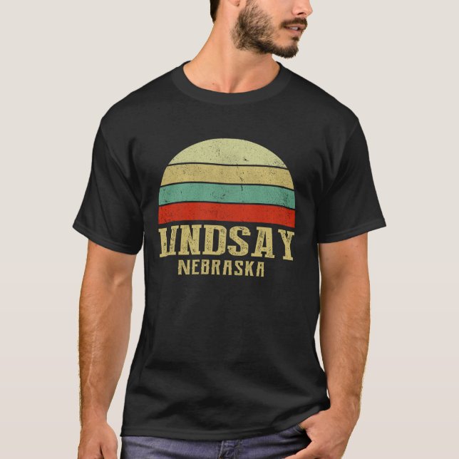 Camiseta LINDSAY NEBRASKA Vintage Retro Sunset (Frente)