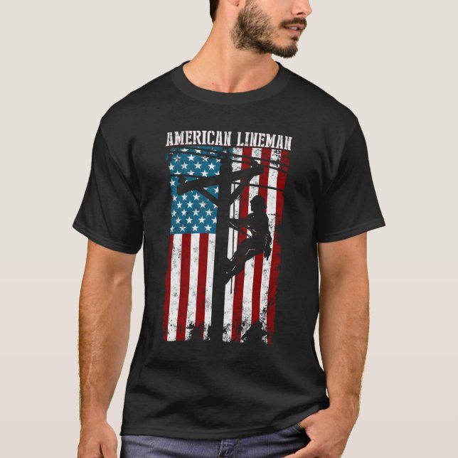Camiseta Line American Flag Electric Cable Patriotic Line (Frente)