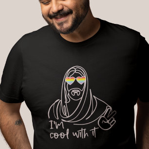 Camiseta Line Art Hippie Jesus Orgulho gay Rainbow Black