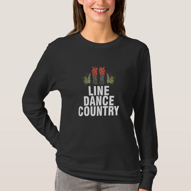 Camiseta Line Dance Country Boots Western Music Flowers Mus (Frente)