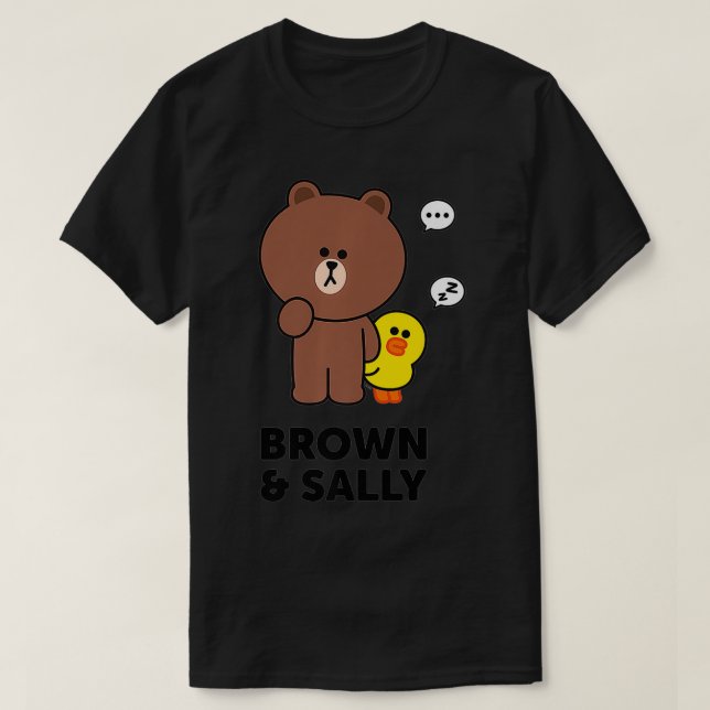 Camiseta Line Friends Brown and Sally Speech Bubbles Premiu (Frente do Design)