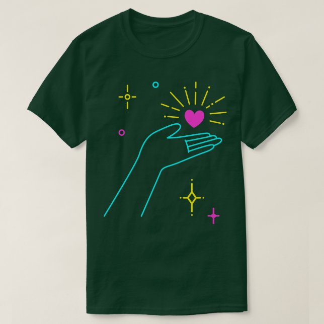 Camiseta Lineart Mão Segurando Amor Cardíaco (Frente do Design)