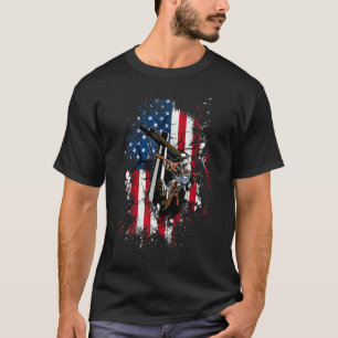 Camiseta Lineman afligiu a bandeira americana Patriótica 4º