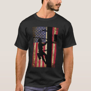 Camiseta Lineman American Flag Cable Lineman Gift