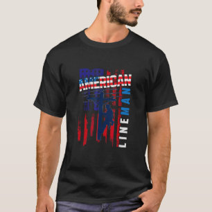 Camiseta Lineman American flag Electric Cable Patriotic Li