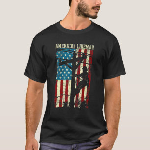 Camiseta Lineman American Flag Electric Cable Patriótico