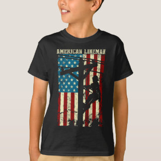 Camiseta Lineman American flag Electric Cable presente Patr