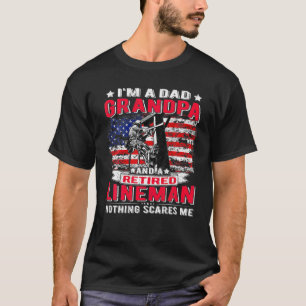 Camiseta Lineman aposentado sou Pai Vovô USA Flag Electric