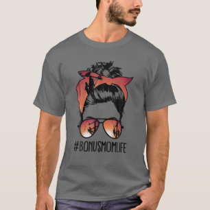 Camiseta Lineman Bonus Mãe Vida Mensagem Bun Hair Bandana M