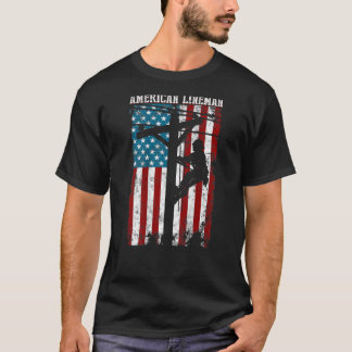 Camiseta Lineman dá a bandeira americana Elétrica Patriot