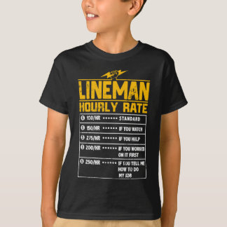 Camiseta Lineman Funny dá tarifa horária para Lineman