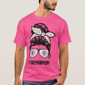 Camiseta Lineman mãe... copos de cabelo de pãozinho.