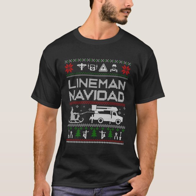 Camiseta Lineman Navidad Job Ugly Christmas Gift (Frente)