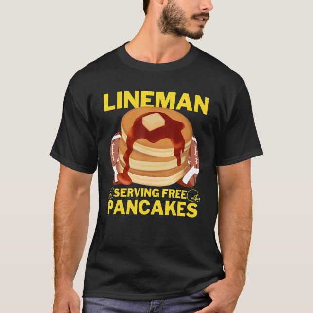 Camiseta Lineman Servindo Pancakes Football Lineman (Frente)