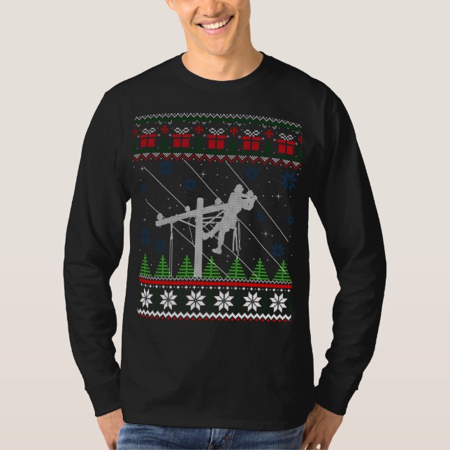 Camiseta Lineman Ugly Christmas Sweater (Frente)