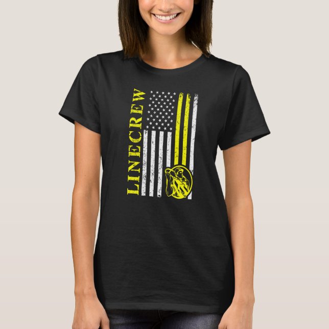 Camiseta Lineman Usa Flag American Electronics Engenheiro C (Frente)