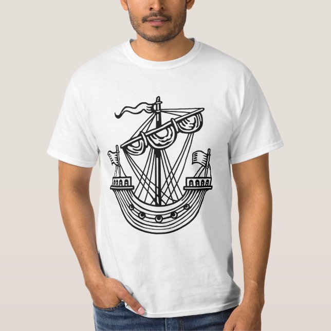 Camiseta Linfhad (navio heráldico) - Camisa-T preta (Frente)