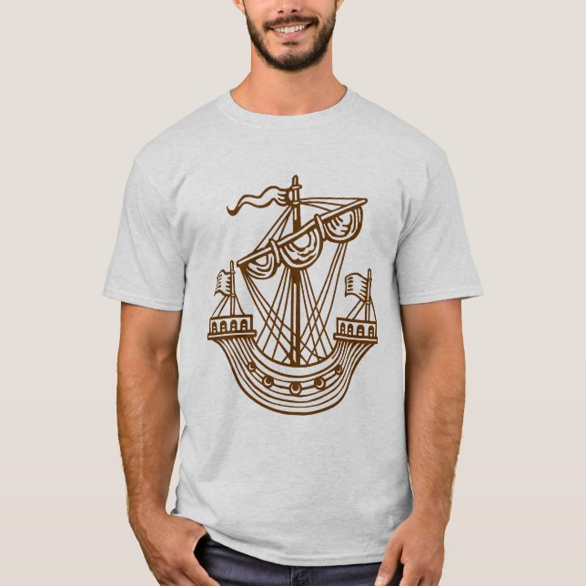 Camiseta Linfhad (navio heráldico) - T-Shirt da Noz (Frente)