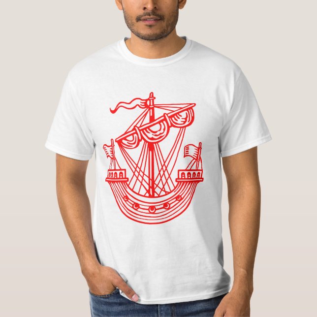 Camiseta Linfhad (navio heráldico) - Vermelho (Frente)