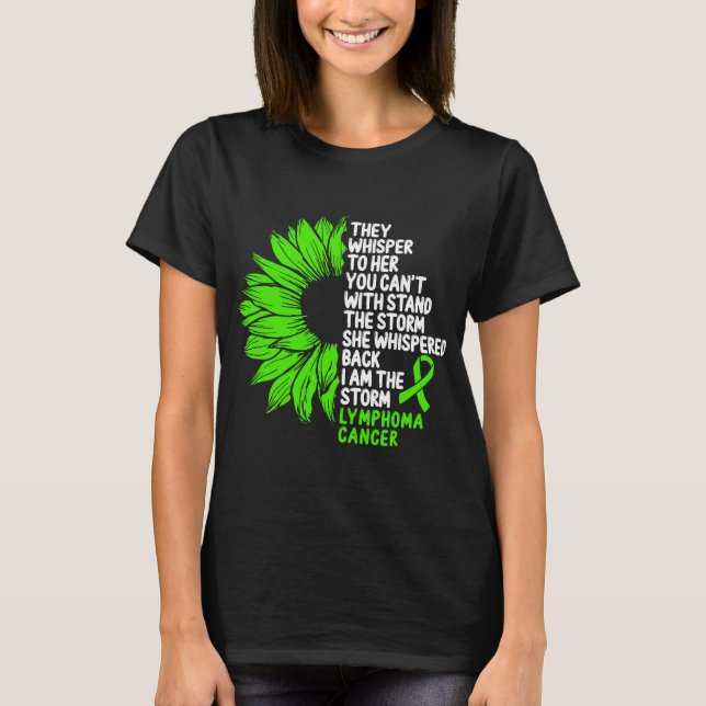 Camiseta Linfoma Cancer Consciência Verde Fita a Tempestade (Frente)