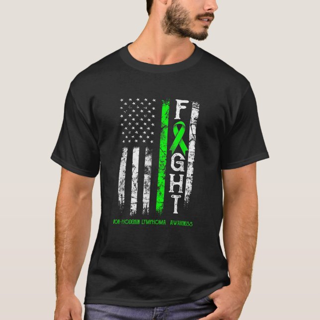 Camiseta Linfoma Não Hodgkin Guerreiro dos EUA Bandeira T S (Frente)