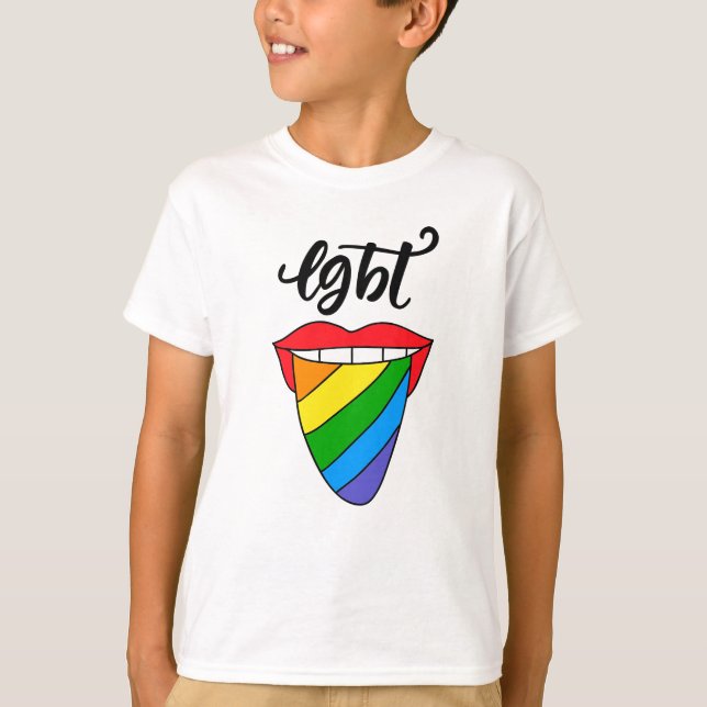 Camiseta Língua arco-íris LGBT (Frente)
