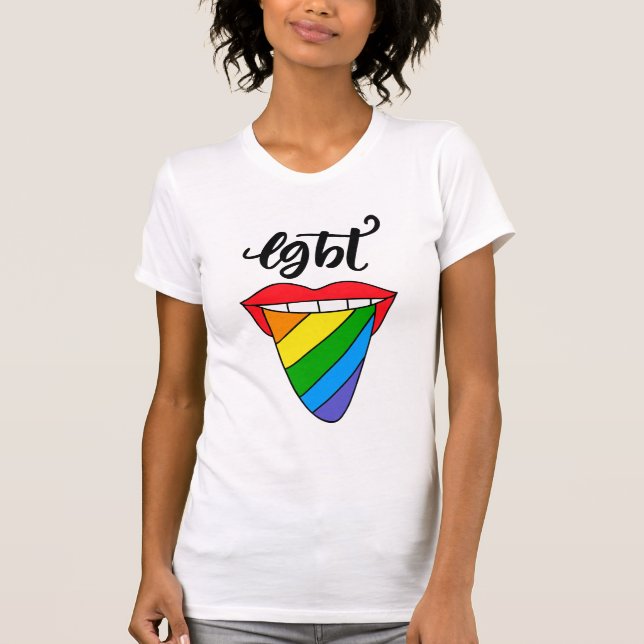 Camiseta Língua arco-íris LGBT (Frente)