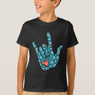 Camiseta Língua de Sinais Americana Eu Amo Você Gestuário C