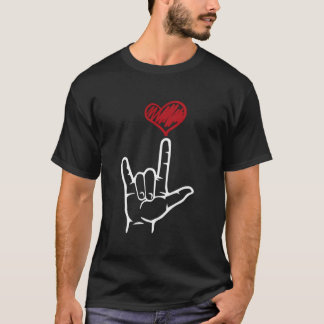 Camiseta Língua de Sinais Americana Eu Amo Você Mão