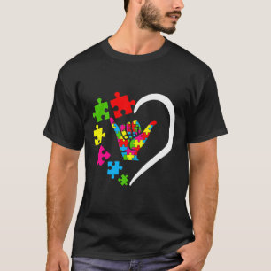 Camiseta Língua de Sinais ASL Ame Autismo Dia de Consciênci