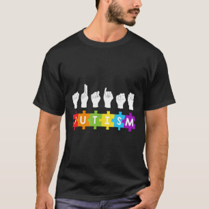 Camiseta Língua de Sinais Conscientização sobre Autismo-Aut