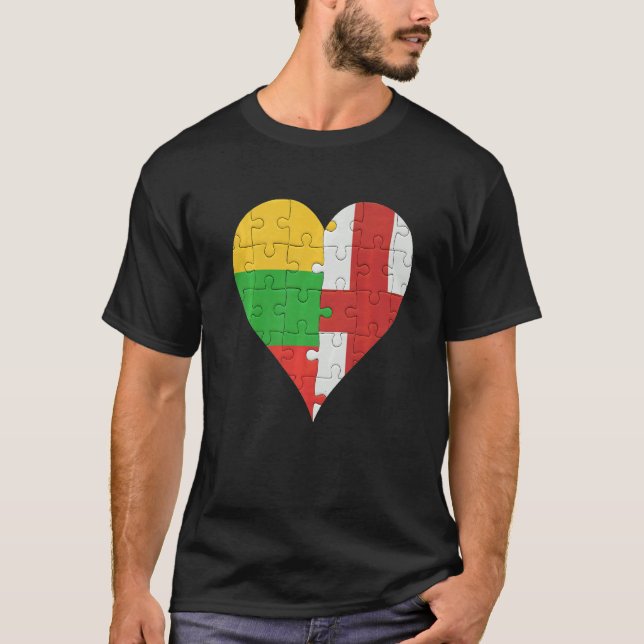 Camiseta Língua lituana Flag Heart (Frente)